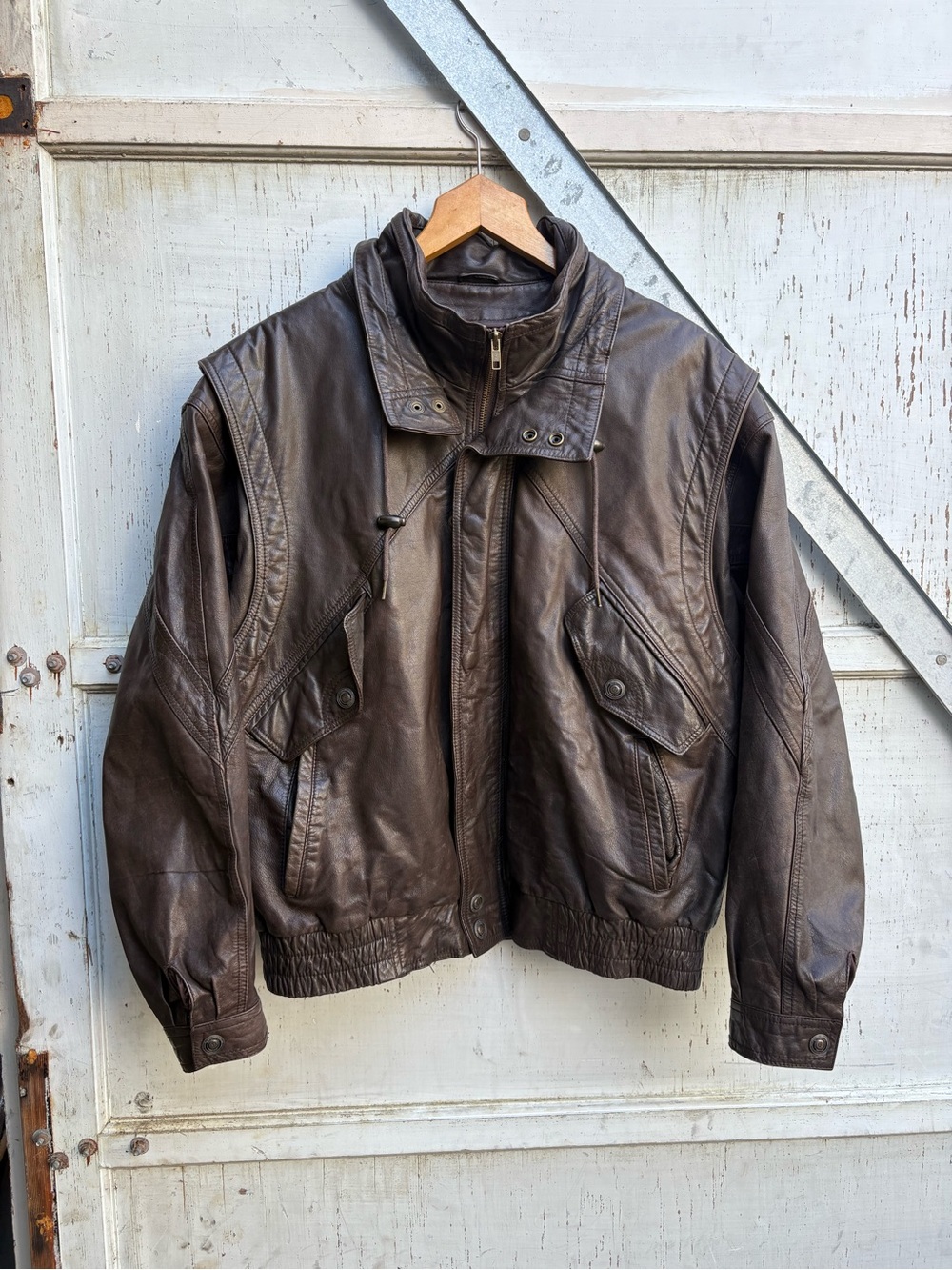 Vintage 90s Adventure Bound Mens Brown Leather Military Flight Bomber Jacket L